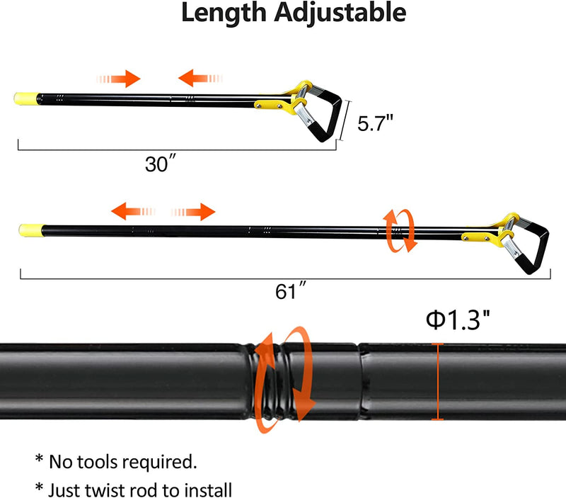 Donsail Hoe Garden Tool -Scuffle Garden Hula Hoes for Weeding Gardening Long Handle Heavy Duty - Adjustable Weeding Loop Stirrup Hoe 30-61 Inch Black