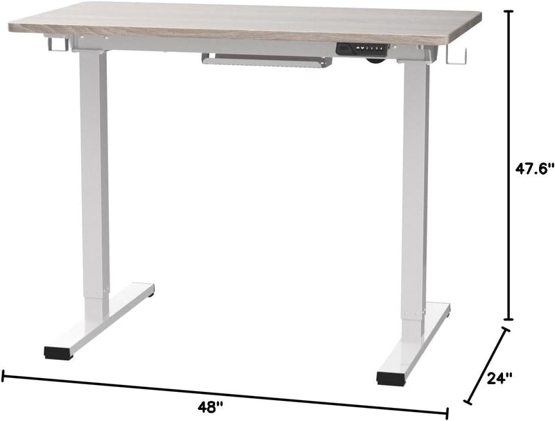 FLEXISPOT Standing Desk Quick Assembly Electric Adjustable with 48 X 24 Inches Whole-Piece Desktop Ergonomic Memory Controller Stand up Desk(White Frame + 48" Grey Wood Grain)