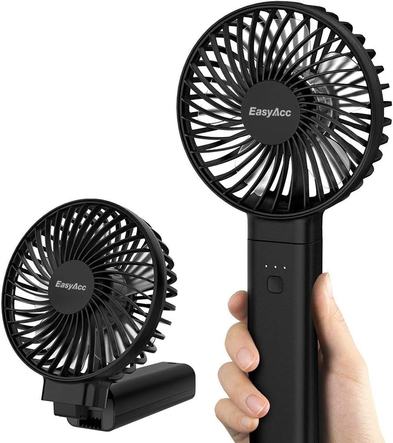 Easyacc Handheld Fan, 2023 4Th New 5000 Battery Operated Desk Fan [ 4 Speed 20 Hours Quiet Powerful Hand Fan ] Power Indicator/One Touch Power off Foldable Personal Fan for Travel Office Outdoor