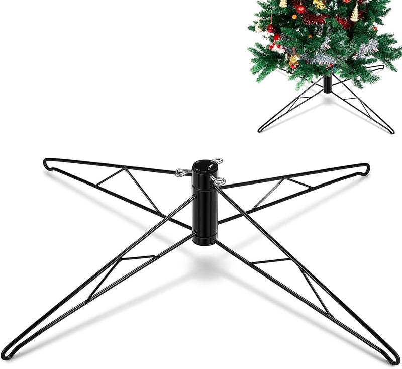 Barydat Christmas Tree Stand for Artificial Tree Steel Bar Xmas Tree Base Folding Replacement Tree Holder Base for Christmas Winter Holiday New Year Artificial Tree Decorations (Dark Green,26 Inch)