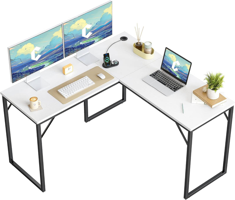 Cubicubi L Shaped Desk, 50.4 Inch Computer Corner Desk, Modern Home Office Study Writing Workstation, Space-Saving, Easy to Assemble, White