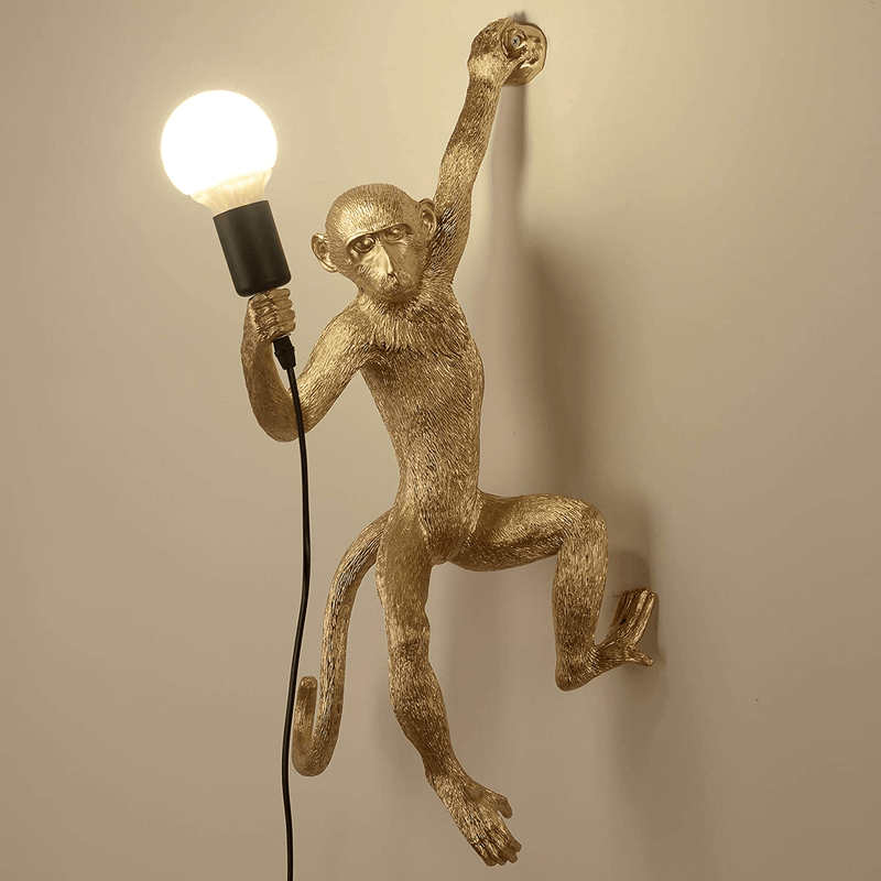 CHABEI Industrial Wall Lighting Fixture Vintage Resin Monkey Light Wall Lamp for Living Room Children'S Kid'S Bedroom Club Decoration (Gold) Home & Garden > Lighting > Lighting Fixtures > Wall Light Fixtures KOL DEALS   