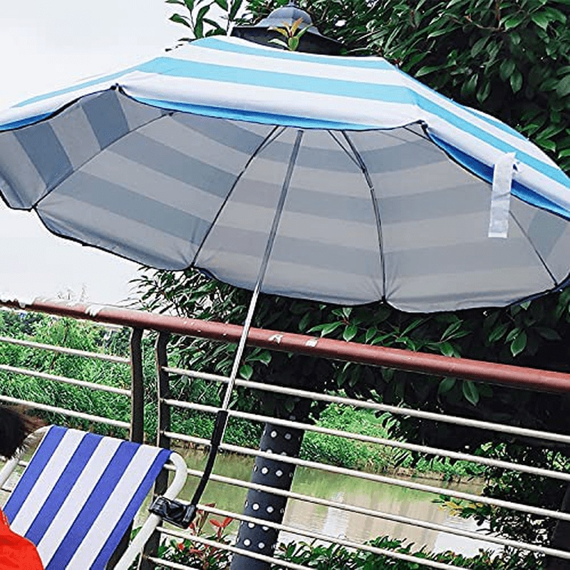 Chair Umbrella with Adjustable Clamp 43 inches UPF 50+ with Clamp On Clip Fixing for Patio Chairs Beach Chairs Strollers Wheelchairs Golf Carts (white/blue) Home & Garden > Lawn & Garden > Outdoor Living > Outdoor Umbrella & Sunshade Accessories STARRY CITY   