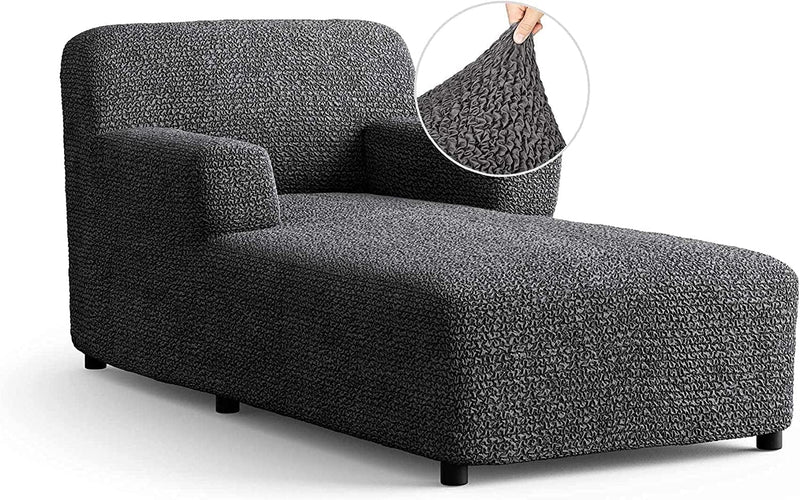 Chaise Lounge Cover - Lounge Chair Sofa Slipcover- Soft Polyester Fabric Slipcovers - 1-Piece Form Fit Stretch Furniture Slipcover - Microfibra Collection - Dark Grey (Chaise Lounge) Home & Garden > Decor > Chair & Sofa Cushions PAULATO BY GA.I.CO. Dark Grey Chaise Lounge 