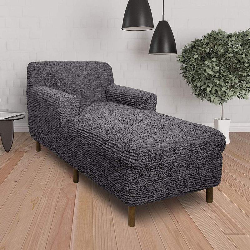 Chaise Lounge Cover - Lounge Chair Sofa Slipcover- Soft Polyester Fabric Slipcovers - 1-Piece Form Fit Stretch Furniture Slipcover - Microfibra Collection - Dark Grey (Chaise Lounge) Home & Garden > Decor > Chair & Sofa Cushions PAULATO BY GA.I.CO.   