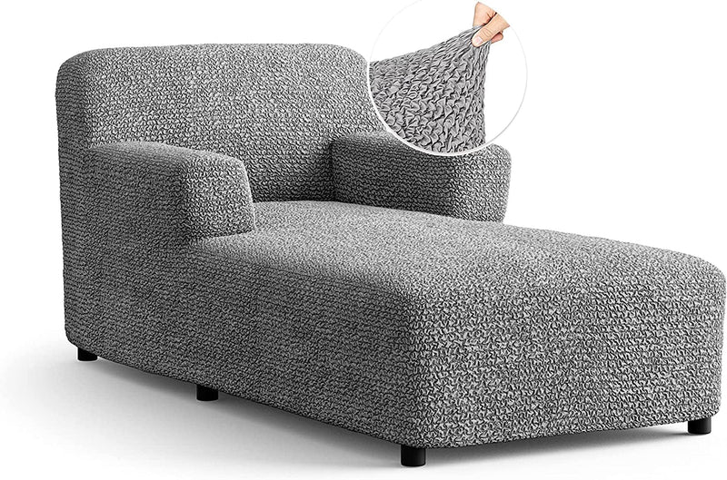 Chaise Lounge Cover - Lounge Chair Sofa Slipcover- Soft Polyester Fabric Slipcovers - 1-Piece Form Fit Stretch Furniture Slipcover - Microfibra Collection - Dark Grey (Chaise Lounge) Home & Garden > Decor > Chair & Sofa Cushions PAULATO BY GA.I.CO. Silver Grey Chaise Lounge 