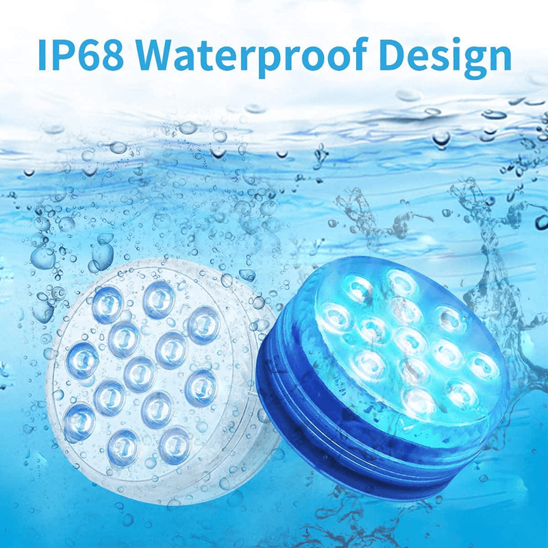 Chakev Submersible LED Pool Lights, 16 Colors Underwater Pond Lights with Remote, Waterproof Bathtub Shower Lights Hot Tub Light with Magnets Suction Cup for Pool Fountain Fish Tank Vase Garden 8 Pack  Chakev   