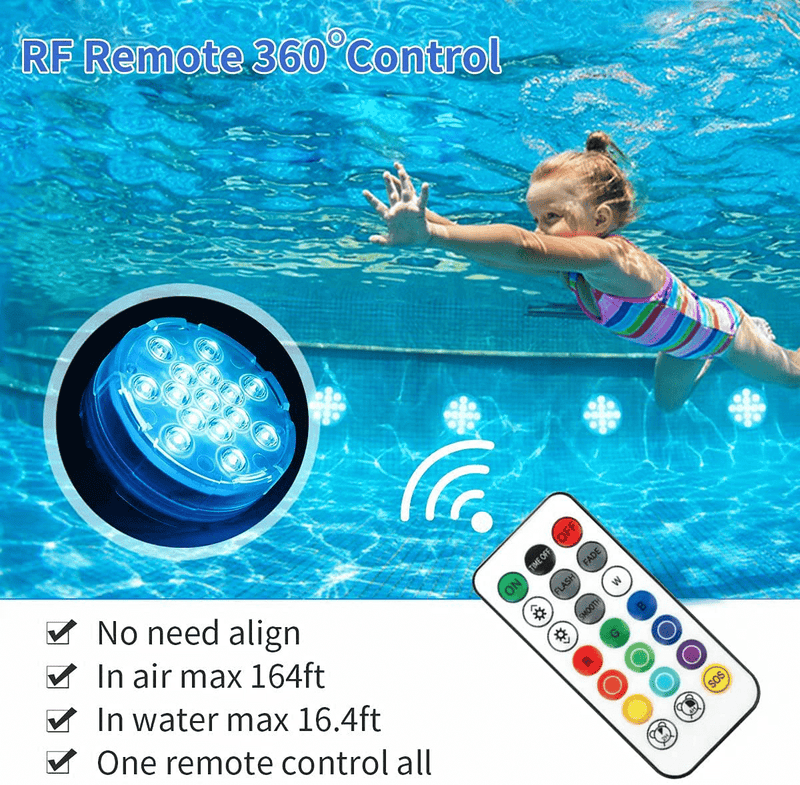 Chakev Submersible Led Pool Lights, 16 Colors Underwater Pond Lights with Remote, Waterproof Magnetic Bathtub Light with Suction Cup Hot Tub Light for Pond Fountain Aquariums Vase Garden Party 4 Pack