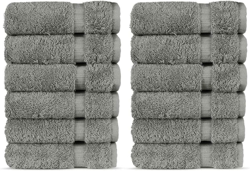 Chakir Turkish Linens 100% Turkish Cotton Luxury Hotel & Spa Washcloth Set (Set of 12, Gray) Home & Garden > Linens & Bedding > Towels Chakir Turkish Linens   