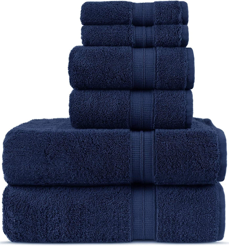 Chakir Turkish Linens | Premium Turkish Cotton 6-Piece Luxury Towel Sets | Soft & Absorbent | 2 Bath Towels - 2 Hand Towels - 2 Washcloths | Navy Home & Garden > Linens & Bedding > Towels Chakir Turkish Linens   