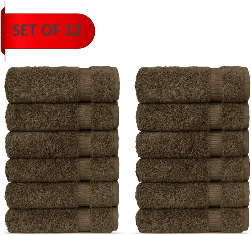 Chakir Turkish Linens Turkish Cotton Luxury Hotel & Spa Bath Towel, Wash Cloth - Set of 12, Cocoa Home & Garden > Linens & Bedding > Towels Chakir Turkish Linens   