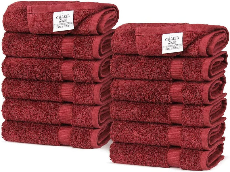Chakir Turkish Linens Turkish Cotton Luxury Hotel & Spa Bath Towel, Wash Cloth - Set of 12, Cocoa Home & Garden > Linens & Bedding > Towels Chakir Turkish Linens Cranberry  