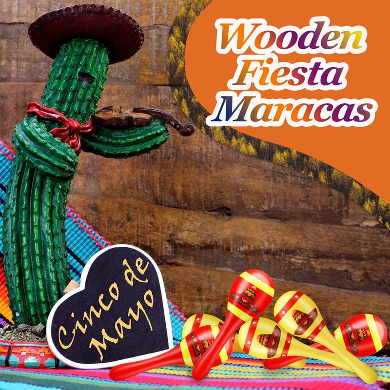 Chalyna 10 Pieces Mini Wooden Fiesta Maracas for Cinco De Mayo Day of the Dead Dia De Muertos Mexican Party Favor Decorations Luau Event Decorations and Educational Activities Supplies for Boys Girls Arts & Entertainment > Party & Celebration > Party Supplies Chalyna   