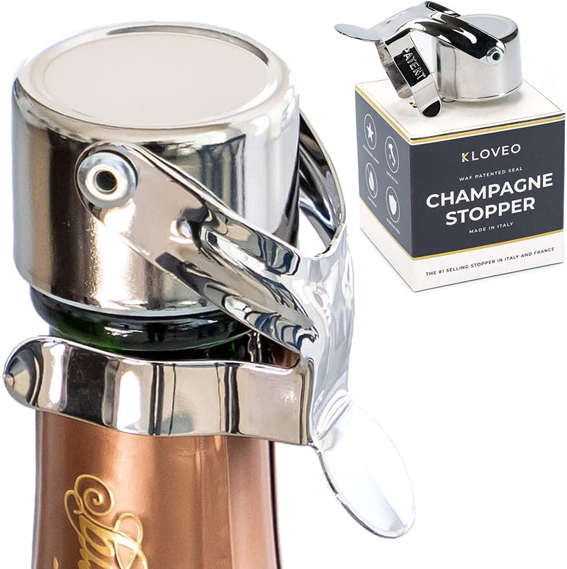 Champagne Stoppers by KLOVEO - Patented Seal (No Pressure Pump Needed) Made in Italy - Professional Grade WAF Champagne Bottle Stopper - Prosecco, Cava, and Sparkling Wine Stopper Home & Garden > Kitchen & Dining > Barware KLOVEO Chrome 1 