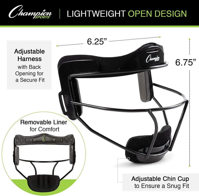 Champion Sports Softball Face Mask - Durable Fielder Head Guards - Premium Sports Accessories for Indoors and Outdoors - Magnesium or Steel in Multiple Colors and Sizes Sporting Goods > Outdoor Recreation > Winter Sports & Activities Champion Sports   