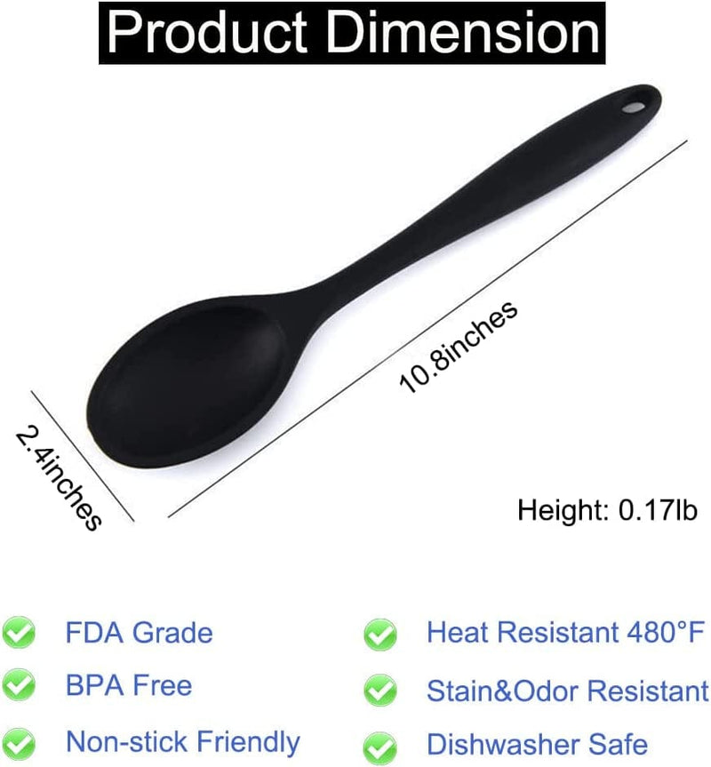 CHANCALCAL Silicone Mixing Spoon for Cooking, Hygienic One-Piece Design Cooking Utensil for Mixing & Serving, Nonstick Kitchen Essentials High Heat Resistant to 480°F, Bpa-Free Kitchen Tools (Black) Home & Garden > Kitchen & Dining > Kitchen Tools & Utensils CHANCALCAL   