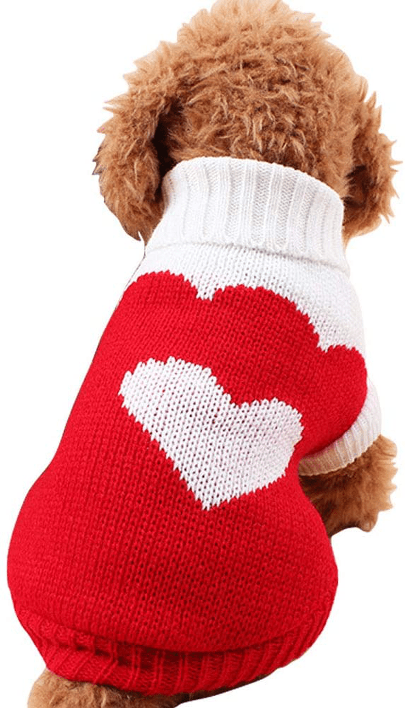 CHBORCHICEN Pet Dog Sweaters Classic Knitwear Turtleneck Winter Warm Puppy Clothing Cute Strawberry and Heart Doggie Sweater Animals & Pet Supplies > Pet Supplies > Dog Supplies > Dog Apparel CHBORCHICEN Red2 X-Small 