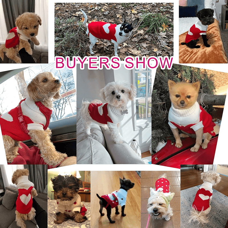 CHBORCHICEN Pet Dog Sweaters Classic Knitwear Turtleneck Winter Warm Puppy Clothing Cute Strawberry and Heart Doggie Sweater Animals & Pet Supplies > Pet Supplies > Dog Supplies > Dog Apparel CHBORCHICEN   