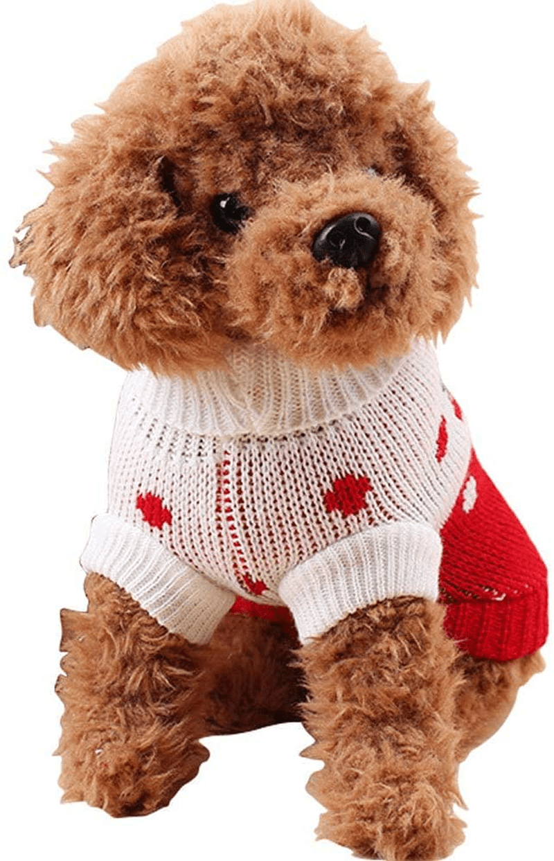 CHBORCHICEN Pet Dog Sweaters Classic Knitwear Turtleneck Winter Warm Puppy Clothing Cute Strawberry and Heart Doggie Sweater Animals & Pet Supplies > Pet Supplies > Cat Supplies > Cat Apparel CHBORCHICEN   