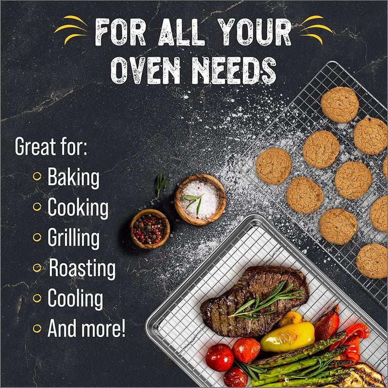 Checkered Chef Baking Sheet with Wire Rack Set 13" X 18" - Single Set W/ Half Sheet Pan & Stainless Steel Oven Rack for Cooking Home & Garden > Kitchen & Dining > Cookware & Bakeware Checkered Chef   