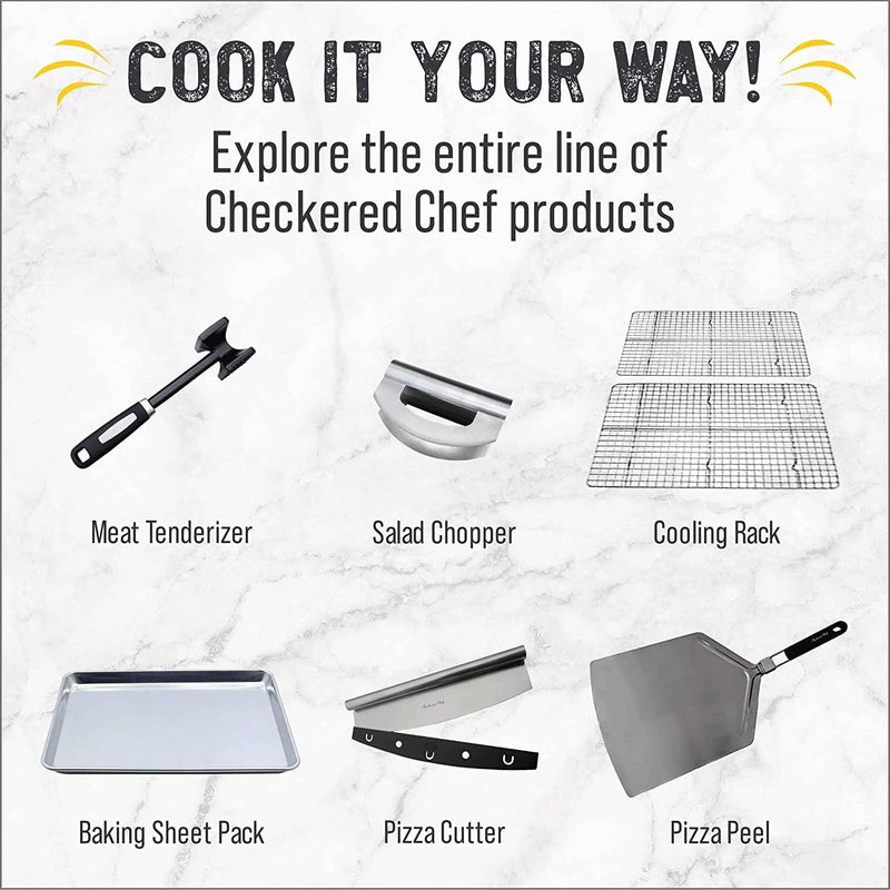 Checkered Chef Baking Sheet with Wire Rack Set 13" X 18" - Single Set W/ Half Sheet Pan & Stainless Steel Oven Rack for Cooking Home & Garden > Kitchen & Dining > Cookware & Bakeware Checkered Chef   
