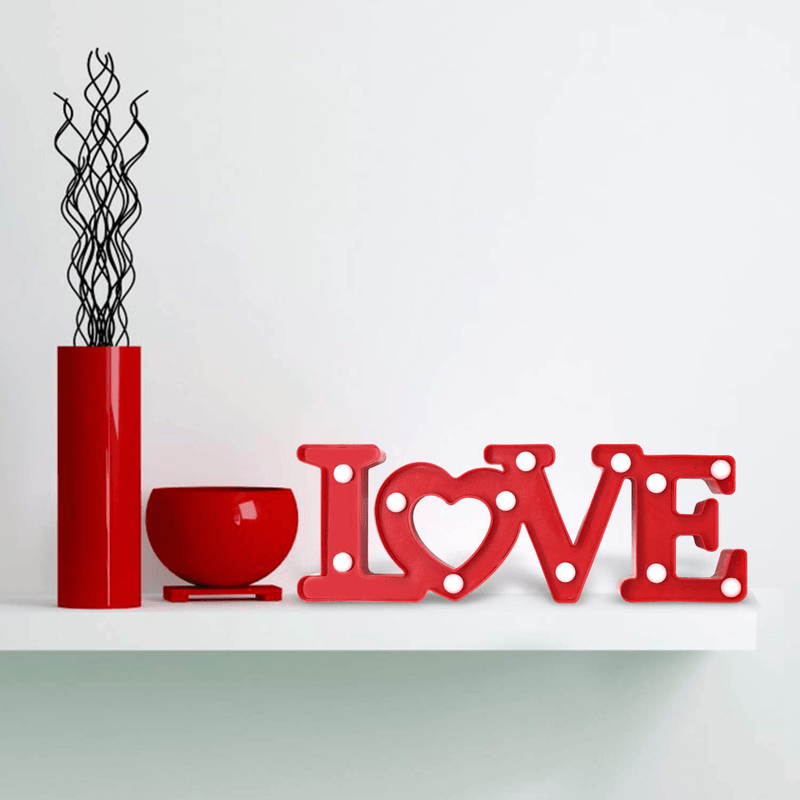 Cheerin Love Sign Decoration – Table Top Decor for Valentines Day – Wedding Decorations – Marquee Light up Signs – Anniversary Engagement Proposal Party Favor (Red) Home & Garden > Decor > Seasonal & Holiday Decorations Cheerin   