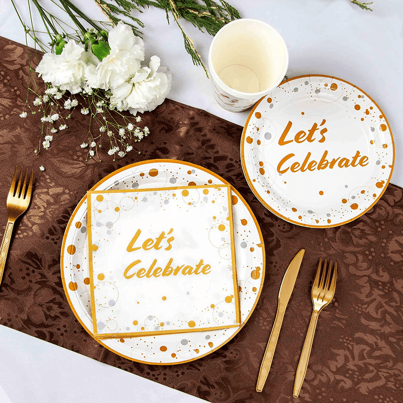 Cheerin Paper Plates Party Supplies - Disposable Dinnerware set Dinner Dessert Plates, 12 oz Cups, Napkins, Forks, Knives for Birthday, Baby Shower, Bridal Bachelorette, Christmas, serves 50 Arts & Entertainment > Party & Celebration > Party Supplies Cheerin   