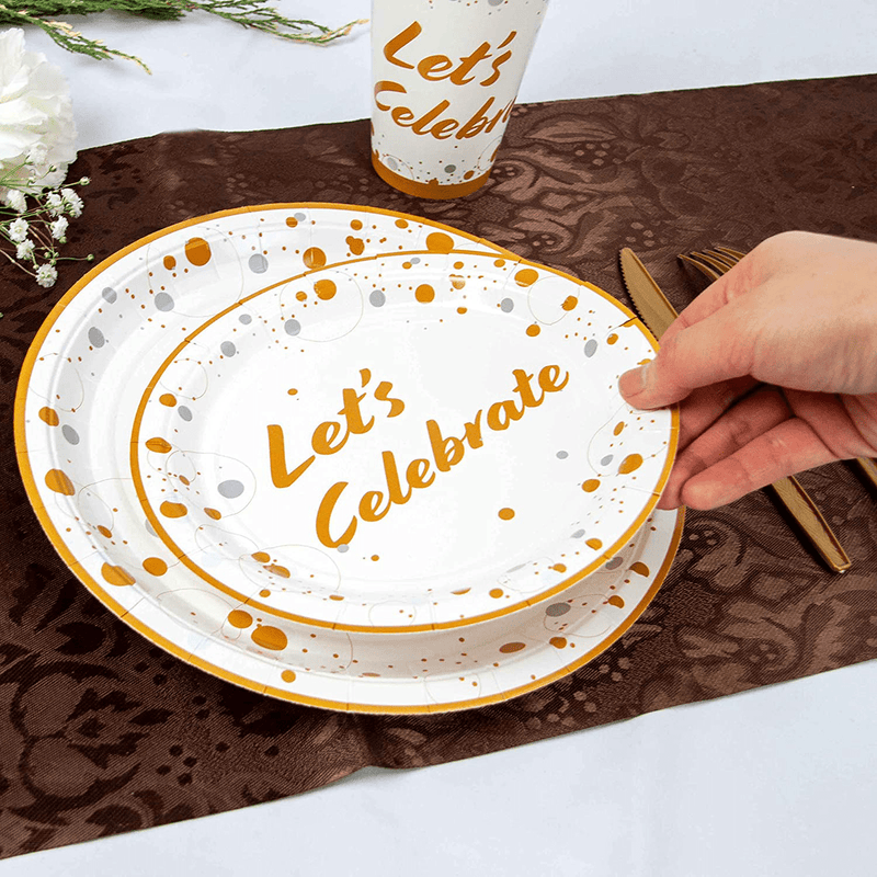 Cheerin Paper Plates Party Supplies - Disposable Dinnerware set Dinner Dessert Plates, 12 oz Cups, Napkins, Forks, Knives for Birthday, Baby Shower, Bridal Bachelorette, Christmas, serves 50 Arts & Entertainment > Party & Celebration > Party Supplies Cheerin   