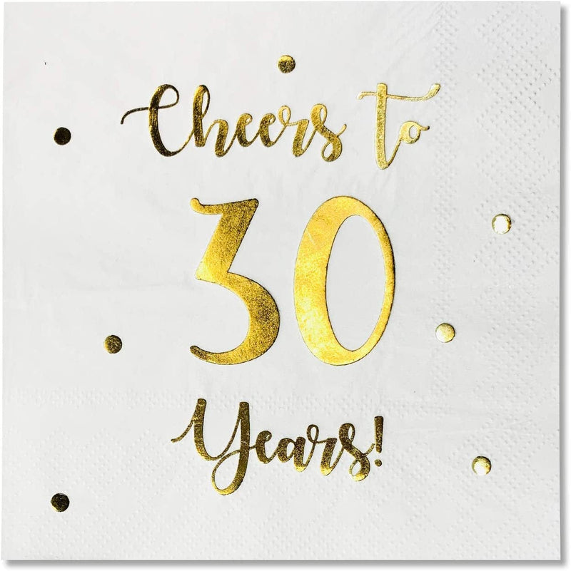 Cheers to 30 Years Cocktail Napkins | Happy 30Th Birthday Decorations for Men and Women and Wedding Anniversary Party Decorations | 50-Pack 3-Ply Napkins | 5 X 5 Inch Folded (Black) Home & Garden > Kitchen & Dining > Barware Happy Palace White  