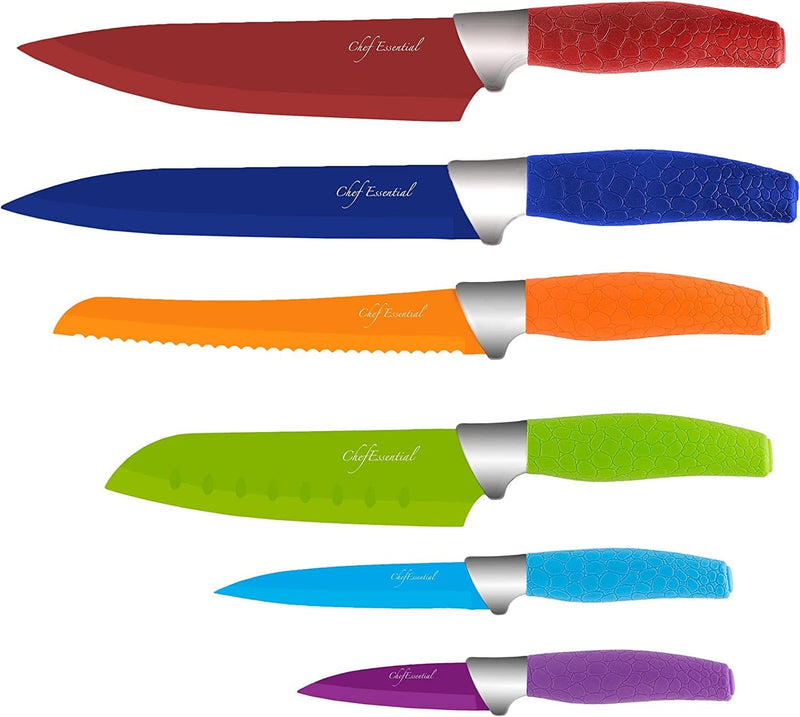 Chef Essential 6 Piece Knife Set with Matching Sheaths, Solid White Home & Garden > Kitchen & Dining > Kitchen Tools & Utensils > Kitchen Knives Chef Essential Multicolored Set  
