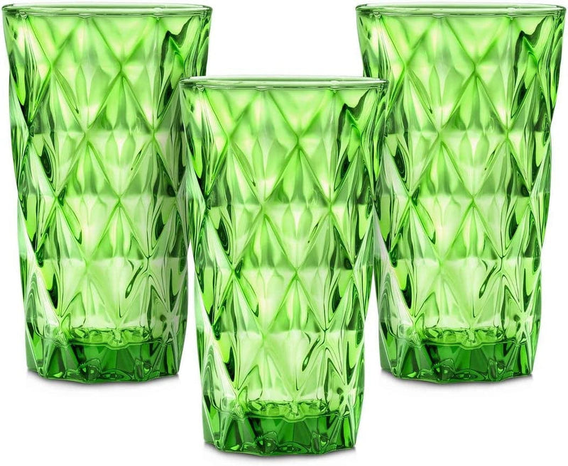 Chef'S Star 13 Oz Water Glasses, Glass Cups, Heavy Base Drink Glasses, Bar Glasses, Kitchen Glasses, Elegant Highball Drinking Glasses for Water, Juice, Cocktail, Wine, and Beer, Green, Set of 6 Home & Garden > Kitchen & Dining > Tableware > Drinkware Chef's Star Green 3 Count (Pack of 1) 
