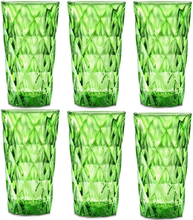 Chef'S Star 13 Oz Water Glasses, Glass Cups, Heavy Base Drink Glasses, Bar Glasses, Kitchen Glasses, Elegant Highball Drinking Glasses for Water, Juice, Cocktail, Wine, and Beer, Green, Set of 6 Home & Garden > Kitchen & Dining > Tableware > Drinkware Chef's Star Green 6 Count (Pack of 1) 