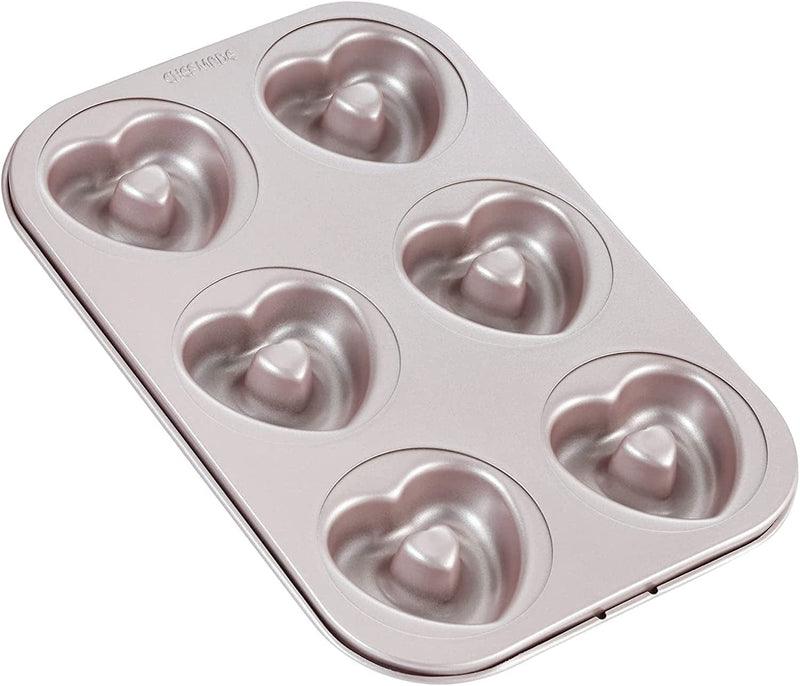 CHEFMADE Donut Mold Cake Pan, 12-Cavity Non-Stick Bear-Shaped Doughnut Bakeware for Oven Baking (Champagne Gold) Home & Garden > Kitchen & Dining > Cookware & Bakeware CHEFMADE 03 - Heart 6 Cups  