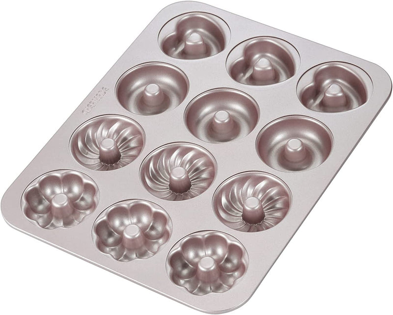 CHEFMADE Donut Mold Cake Pan, 12-Cavity Non-Stick Bear-Shaped Doughnut Bakeware for Oven Baking (Champagne Gold) Home & Garden > Kitchen & Dining > Cookware & Bakeware CHEFMADE 02 - Fancy 12 Cups  