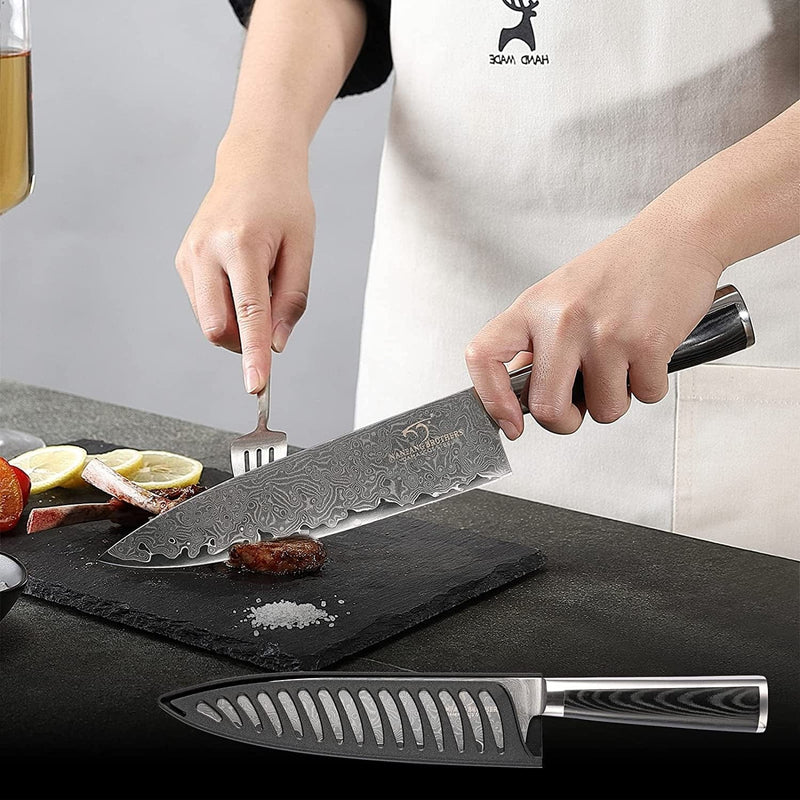 Chefs Knife Set with Gift Box, 4 Pieces Damascus Kitchen Knife Set,67 Layer VG10 Steel Professional Knife Sets for Chefs, Chef Knife Set with Non-Slip Micarta Handle, Ultra Sharp Cooking Knife Sets Home & Garden > Kitchen & Dining > Kitchen Tools & Utensils > Kitchen Knives NANFANG BROTHERS   