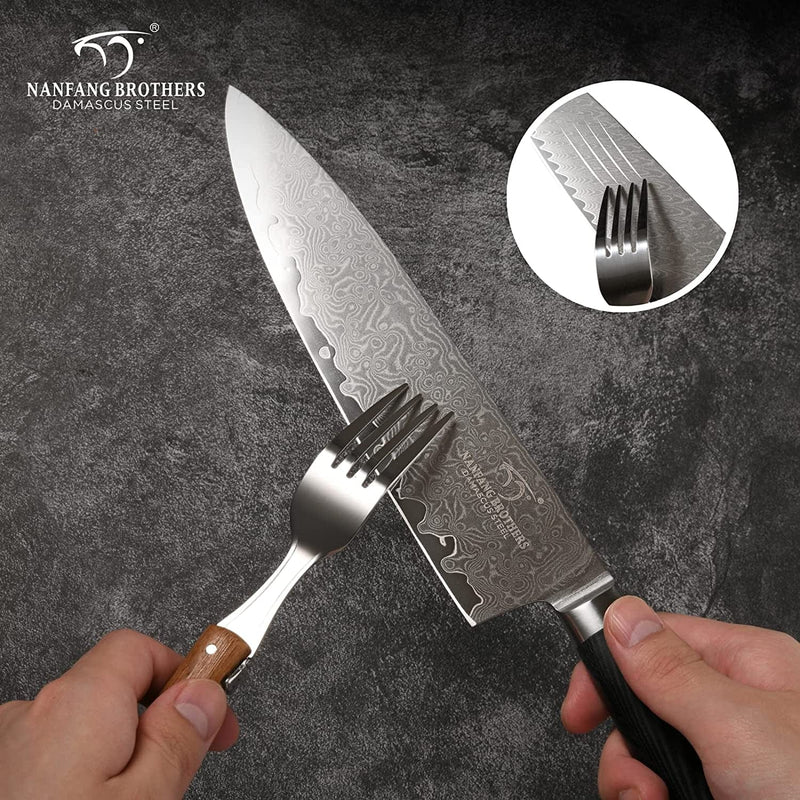 Chefs Knife Set with Gift Box, 4 Pieces Damascus Kitchen Knife Set,67 Layer VG10 Steel Professional Knife Sets for Chefs, Chef Knife Set with Non-Slip Micarta Handle, Ultra Sharp Cooking Knife Sets