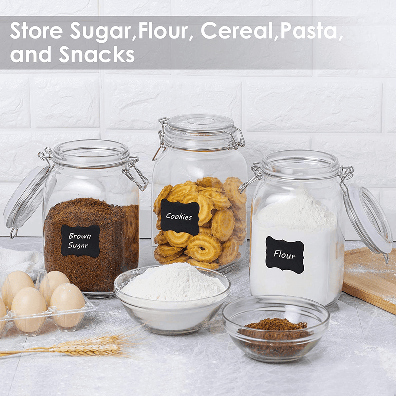 Chefstory 50Oz Airtight Glass Jars with Lids, 3 PCS Food Storage Canister for Kitchen & Pantry Organization and Storage, Square Mason Jar Containers for Storing Sugar, Flour, Cereal,Coffee,Cookies Home & Garden > Kitchen & Dining > Food Storage CHEFSTORY   