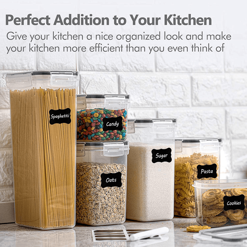 Chefstory Airtight Food Storage Containers Set, 14 PCS Kitchen Storage Containers with Lids for Flour, Sugar and Cereal, Plastic Dry Food Canisters for Pantry Organization and Storage