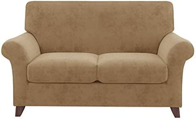 Chelzen Velvet Futon Cover High Stretch Armless Couch Covers Spandex Fabric Sofa Bed Slipcover anti Slip Furniture Protector with Elastic Bottom Machine Washable (Futon, Wine Red) Home & Garden > Decor > Chair & Sofa Cushions Chelzen Camel Medium 