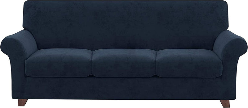 Chelzen Velvet Futon Cover High Stretch Armless Couch Covers Spandex Fabric Sofa Bed Slipcover anti Slip Furniture Protector with Elastic Bottom Machine Washable (Futon, Wine Red) Home & Garden > Decor > Chair & Sofa Cushions Chelzen Navy Blue Large 