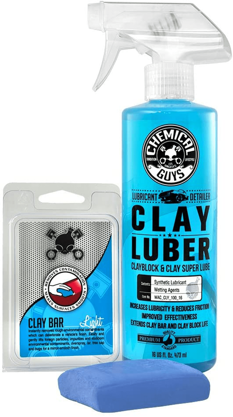 Chemical Guys CLY_KIT_1 Heavy Duty Clay Bar and Luber Synthetic Lubricant Kit (16 fl oz) (2 Items),Black
