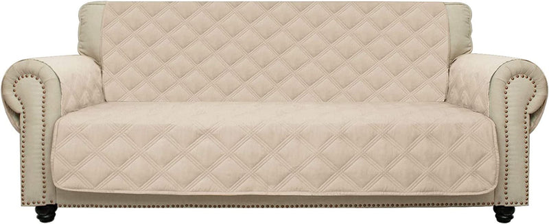 CHHKON Sofa Cover 100% Waterproof Non-Slip Quilted Furniture Protector Sofa Slipcover for Children, Pets for Leather Couch (Blue, 78") Home & Garden > Decor > Chair & Sofa Cushions CHHKON Beige 68" 