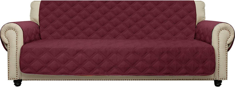 CHHKON Sofa Cover 100% Waterproof Non-Slip Quilted Furniture Protector Sofa Slipcover for Children, Pets for Leather Couch (Blue, 78") Home & Garden > Decor > Chair & Sofa Cushions CHHKON Burgundy 78" 