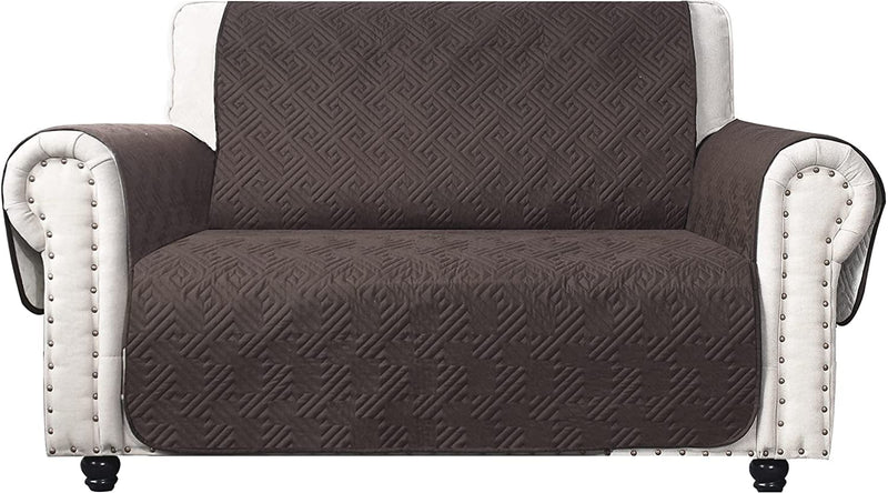 CHHKON Sofa Cover with No-Slip 100% Waterproof Quilted Furniture Protector Sofa Slipcover for Children, Pets for Leather Couch (Chocolate, Loveseat) Home & Garden > Decor > Chair & Sofa Cushions CHHKON Chocolate Loveseat 