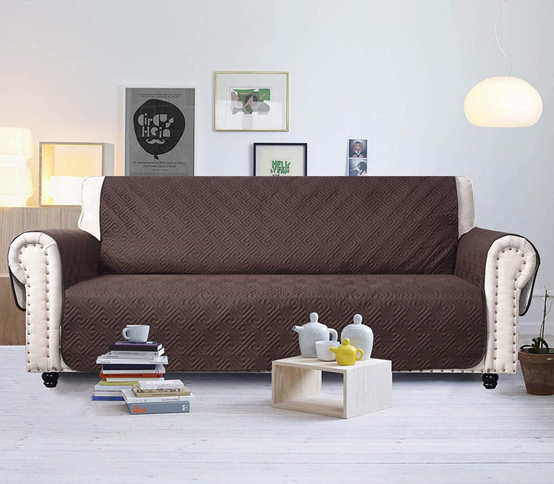CHHKON Sofa Cover with No-Slip 100% Waterproof Quilted Furniture Protector Sofa Slipcover for Children, Pets for Leather Couch (Chocolate, Loveseat) Home & Garden > Decor > Chair & Sofa Cushions CHHKON   