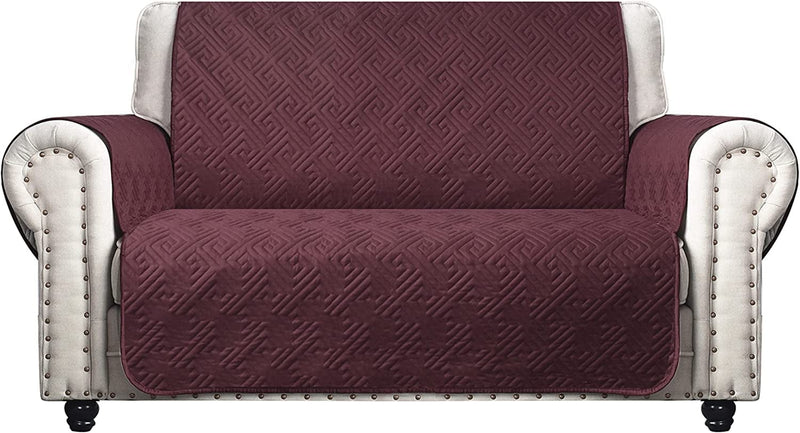 CHHKON Sofa Cover with No-Slip 100% Waterproof Quilted Furniture Protector Sofa Slipcover for Children, Pets for Leather Couch (Chocolate, Loveseat) Home & Garden > Decor > Chair & Sofa Cushions CHHKON Burgundy Loveseat(oversized) 