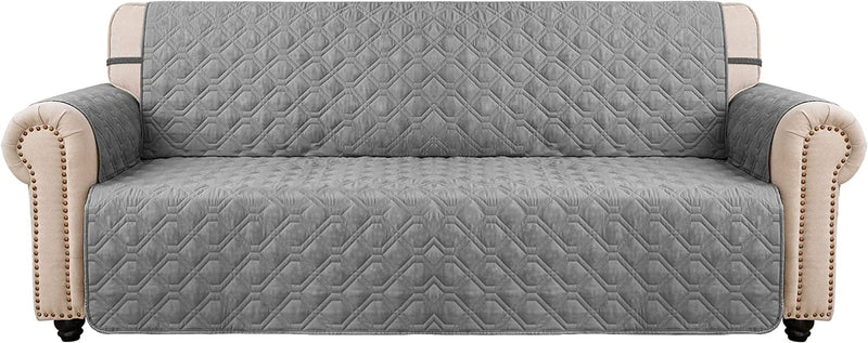 CHHKON Sofa Cover with No-Slip 100% Waterproof Quilted Furniture Protector Sofa Slipcover for Children, Pets for Leather Couch (Chocolate, Loveseat) Home & Garden > Decor > Chair & Sofa Cushions CHHKON Style2-lightgrey Sofa 