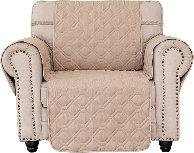 CHHKON Sofa Cover with No-Slip 100% Waterproof Quilted Furniture Protector Sofa Slipcover for Children, Pets for Leather Couch (Chocolate, Loveseat) Home & Garden > Decor > Chair & Sofa Cushions CHHKON Style2-beige Chair 