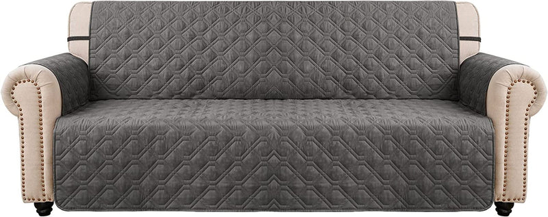 CHHKON Sofa Cover with No-Slip 100% Waterproof Quilted Furniture Protector Sofa Slipcover for Children, Pets for Leather Couch (Chocolate, Loveseat) Home & Garden > Decor > Chair & Sofa Cushions CHHKON Style2-darkgrey XL Sofa 
