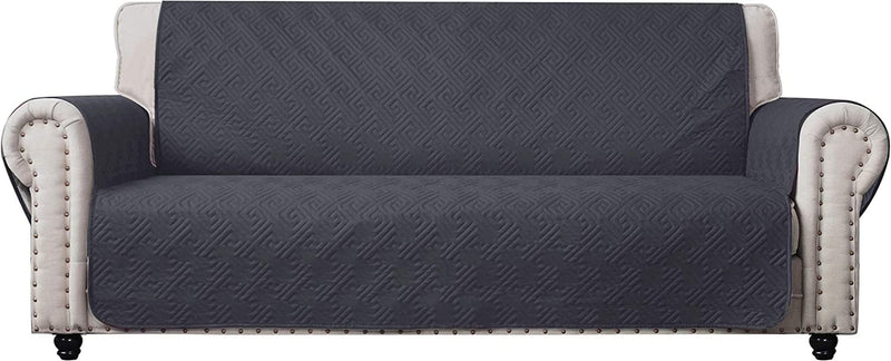 CHHKON Sofa Cover with No-Slip 100% Waterproof Quilted Furniture Protector Sofa Slipcover for Children, Pets for Leather Couch (Chocolate, Loveseat) Home & Garden > Decor > Chair & Sofa Cushions CHHKON Dark Gray Sofa 